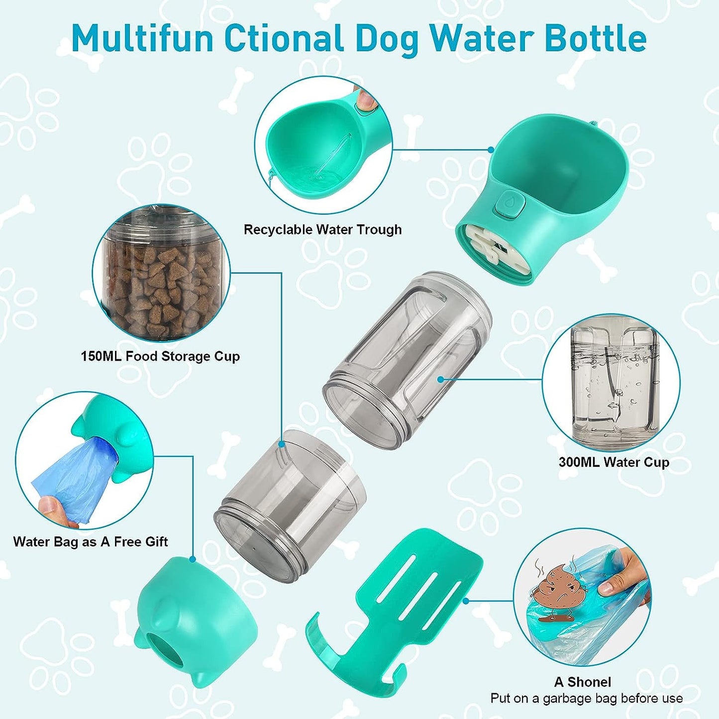 BOTELLA MULTIUSO 3 EN 1 PARA MASCOTA